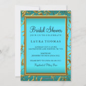Gold & Teal Floral Damask Bridal Shower Invite (Back)