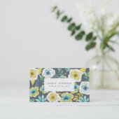 Gold Teal Floral Hair Stylist Business Cards (Standing Front)