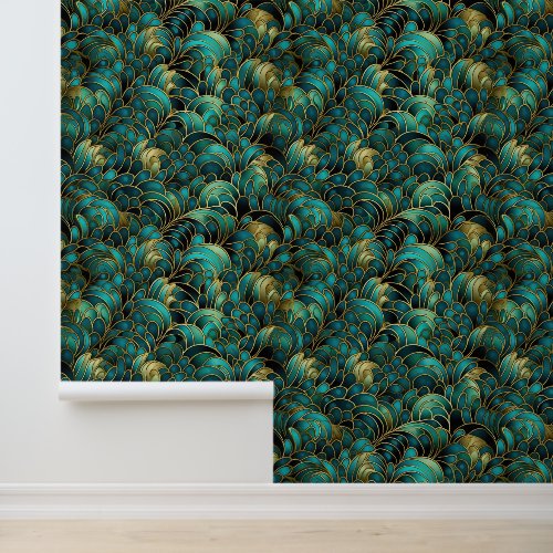 Gold Teal Green Art Deco Wallpaper Gold Teal Green Art Deco Wallpaper