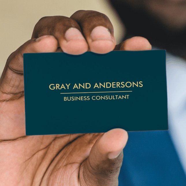 GOLD TEAL GREEN SIMPLE MINIMAL PROFESSIONAL CLEAN BUSINESS CARD (Creator Uploaded)