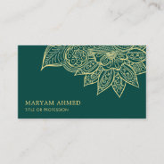 Gold Teal Henna Mehndi Islamic Business Card at Zazzle