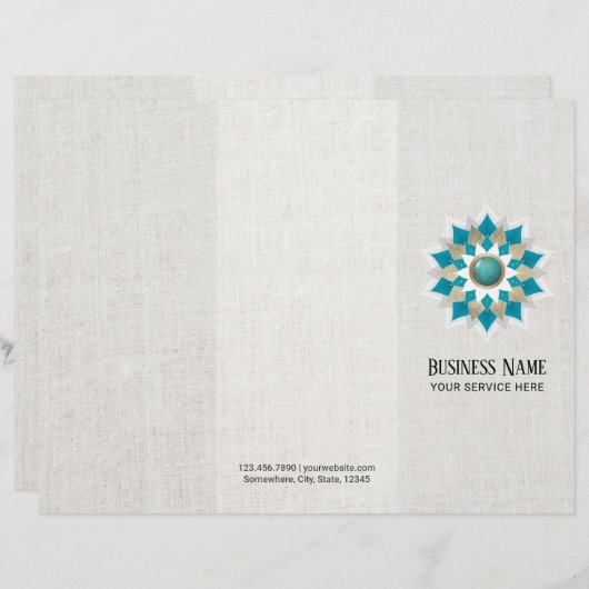 Gold & Teal Lotus Flower Mandala Elegant Trifold (Front/Back)