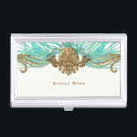 Gold & Teal Sea Shell Glam Beach Elegant Custom Business Card Case<br><div class="desc">Gold & Teal Sea Shell Glam Beach Elegant Custom Business Card Holder. Matching business cards available.</div>