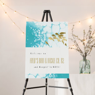 Gold Teal Underwater Fish Any Age Birthday Welcome Foam Board