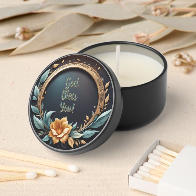 Gold Teal Verona Sunset Blessings Mini Candle Favors (Insitu)