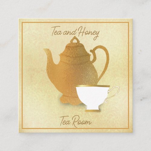 Gold Teapot and Cup Tea Room Business Card