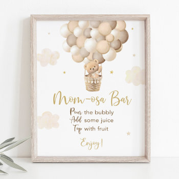 Gold Teddy Bear Baby Shower Mimosa Bar Sign by LittlePrintsParties at Zazzle