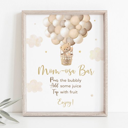 Gold Teddy Bear Baby Shower Mimosa Bar Sign