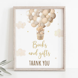 Gold Teddy Bear Balloons Baby Shower Gifts Sign