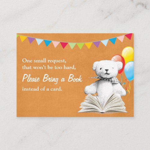 Gold Teddy Bear Book Request Baby Shower Insert