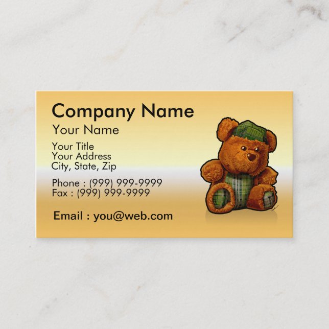 gold teddy bear business card (Front)