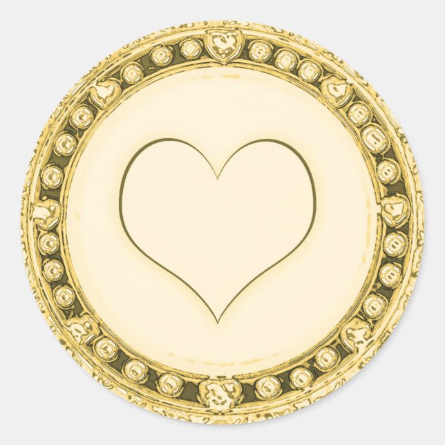 Gold Template Customize Heart Classic Round Sticker (Front)