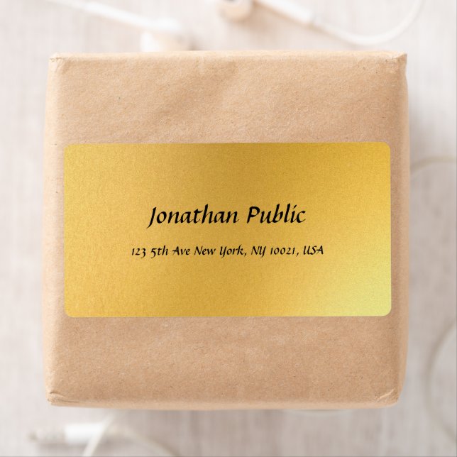 Gold Template Elegant Modern Script Address Label (Insitu)