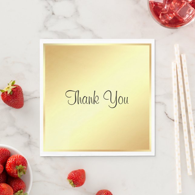 Gold Template Thank You Typography Text Elegant Napkins (Insitu)