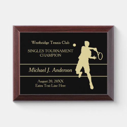 Gold Tennis Player Champion Award Plaque