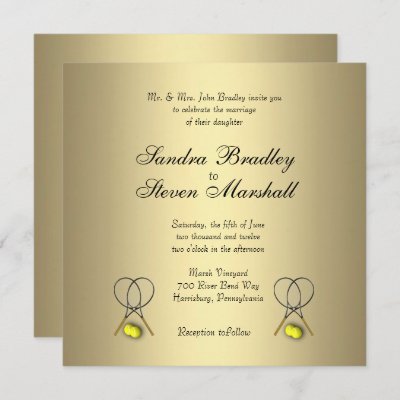 Gold Tennis Wedding Invitations
