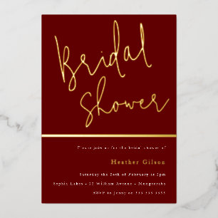 Gold Terracotta Boho Rust Bridal Shower Golden Foil Invitation
