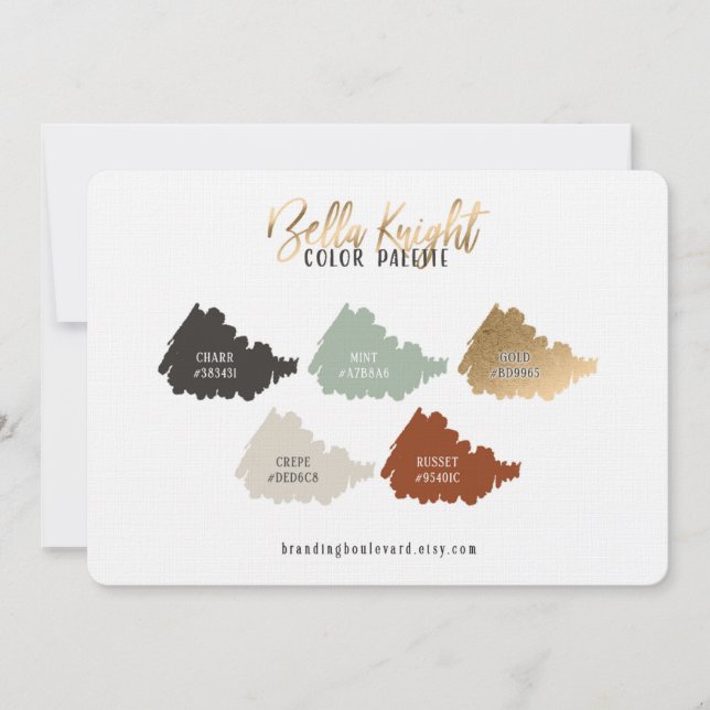 Gold Terracotta Green & Beige Color Palette Card (Front)