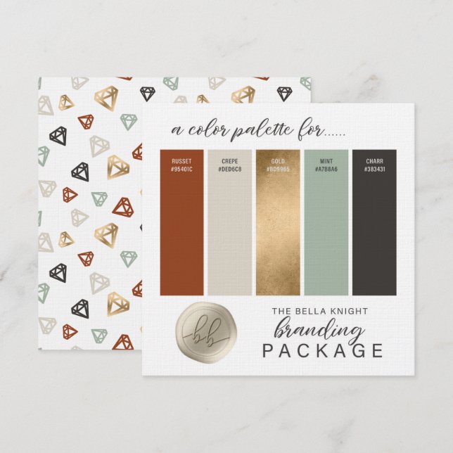 Gold Terracotta & Mint Green Color Palette Card (Front/Back)