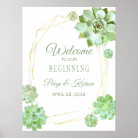 Gold Terrarium Succulent Wedding Welcome Sign