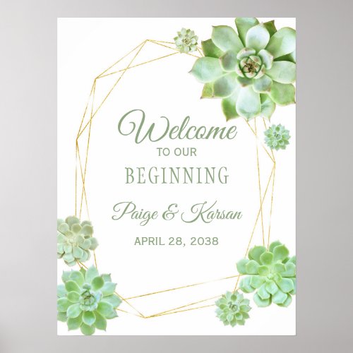 Gold Terrarium Succulent Wedding Welcome Sign