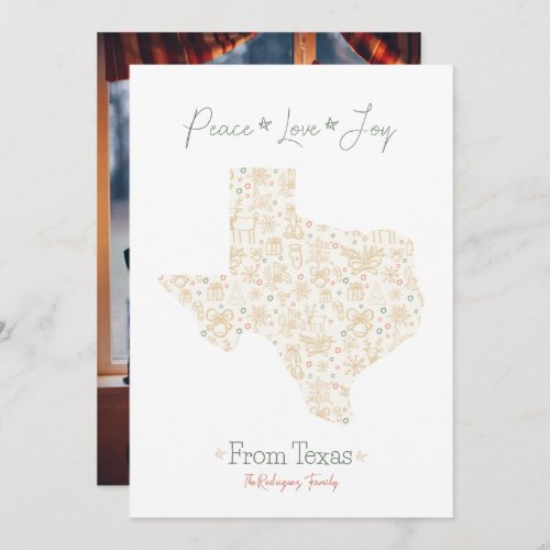 Gold Texas Christmas Line Art Patterned Holiday Card