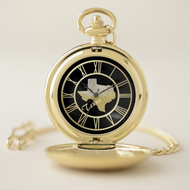 Gold Texas Confetti Pocket Watch (Inside)