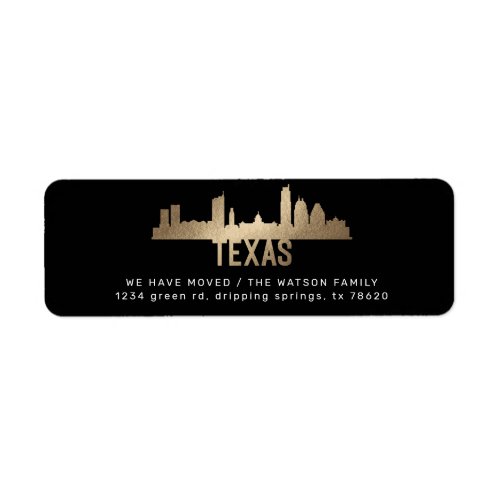 gold texas Moving Announcement return address Labe Label