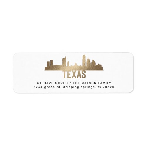 gold texas Moving Announcement return address Label