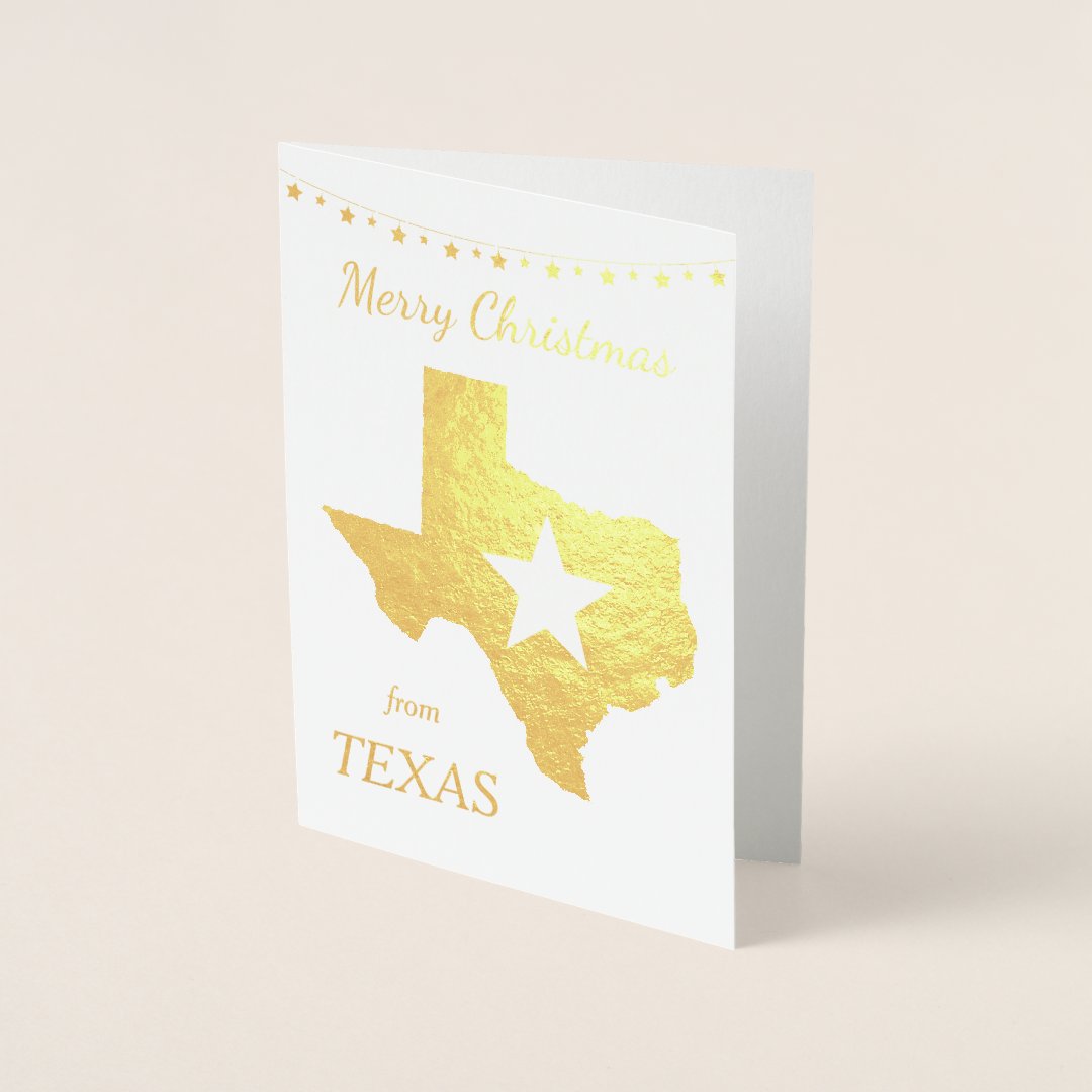 Gold Texas Star Christmas Foil Card Zazzle