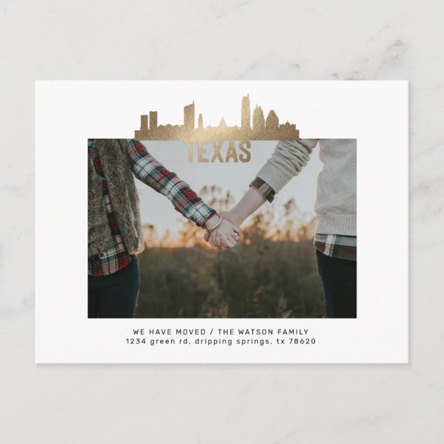 gold texas state Moving Announcement Postcard (Front)