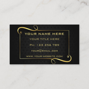Gold Text Black Golden Professional Business Card