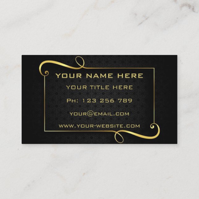 Gold Text Black Golden Professional Business Card (Back)
