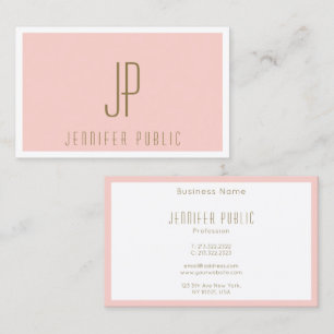 Gold Text Blush Pink Modern Template Monogrammed Business Card