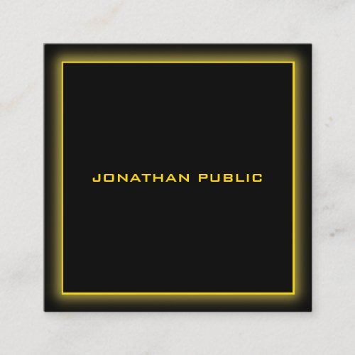 Gold Text Elegant Black Professional Template Square Business Card