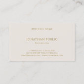 Gold Text Elegant Professional Simple Plain Modern Business Card (Back)