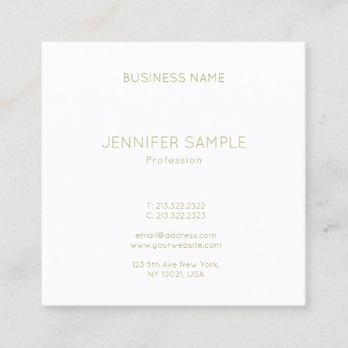 Gold Text Font Modern Minimalist Template Luxury Square Business Card