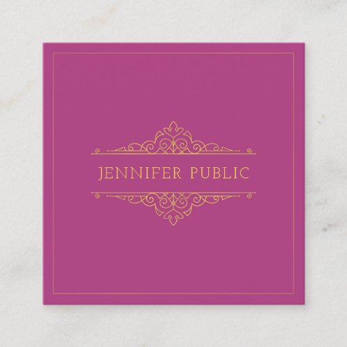 Gold Text Frame Elegant Professional Template Square Business Card