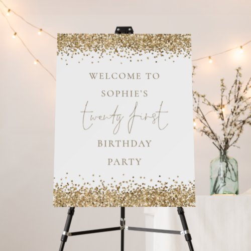 Gold Text Glitter Welcome 21st Birthday Party Foam Board