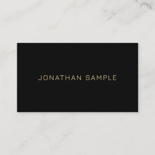 Gold Text Modern Simple Black Template Elegant Business Card