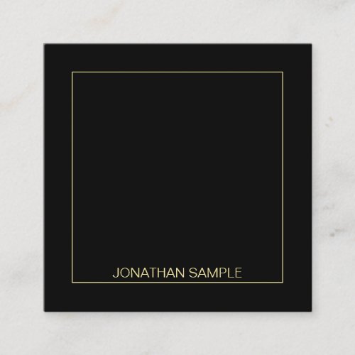 Gold Text Name Elegant Black Template Modern Square Business Card