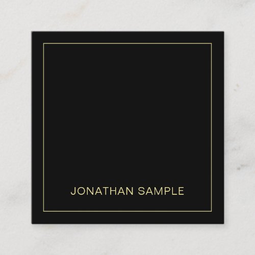 Gold Text Name Elegant Black Template Professional Square Business Card