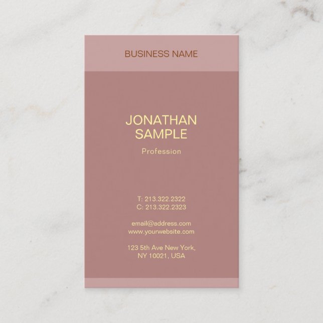 Gold Text Name Elegant Modern Template Vertical Business Card (Front)