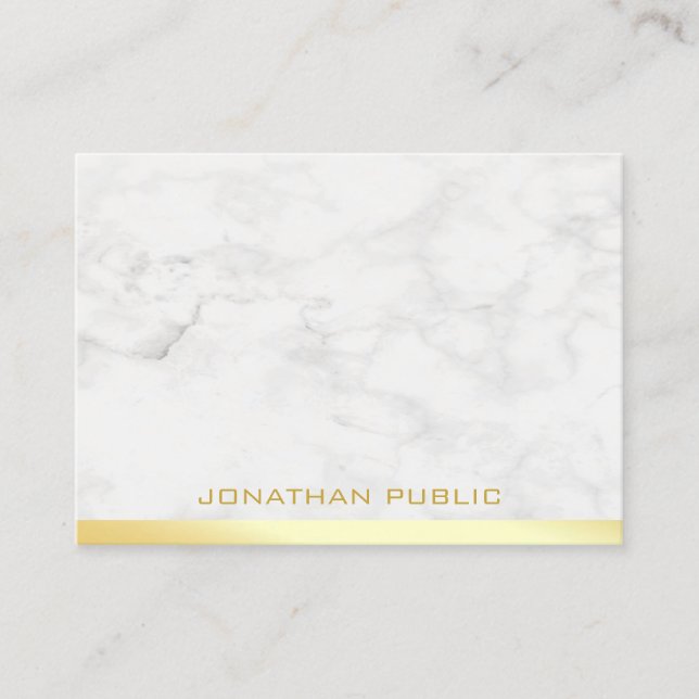 Gold Text Name Marble Template Professional Modern Business Card (Front)
