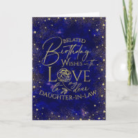Gold Text Night Belated Birthday Daughter-In-Law