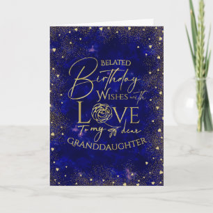 Gold Text Night Sky Belated Birthday Granddaughter Card