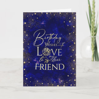 Gold Text Night Sky Birthday Friend Photo Card