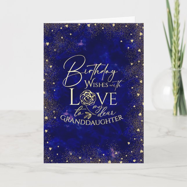 Gold Text Night Sky Birthday  Granddaughter Photo Card (Front)