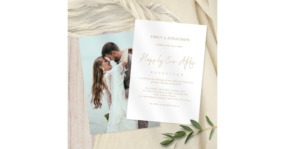 gold-text-photo-happily-ever-after-wedding-invitation-zazzle