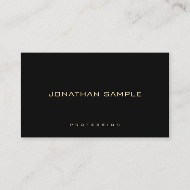 Gold Text Professional Elegant Simple Black Modern Business Card (Front)